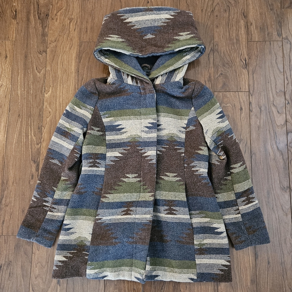 Coffeeshop Aztec Jacket Womens Medium Hooded Coat